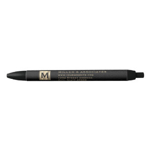 Bolígrafo De Tinta Negra Logotipo inicial de oro negro