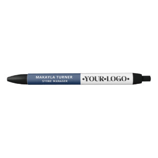 Bolígrafo De Tinta Negra Logotipo personalizado azul