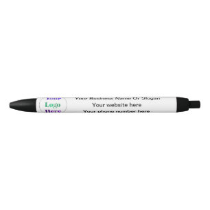 Bolígrafo De Tinta Negra Logotipo simple Personalizado Pequeña empresa Blan