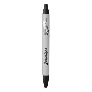 Bolígrafo De Tinta Negra Loro ninfa cartoon adorable de cara blanca con nom