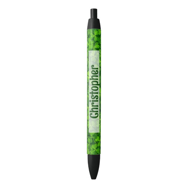 Bolígrafo De Tinta Negra Los roperos de Shamrock personalizados (Frente vertical)