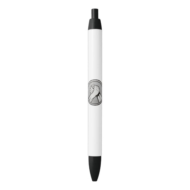 Bolígrafo De Tinta Negra Lucha de brazos Plata (Frente vertical)