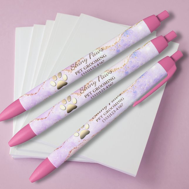 Bolígrafo De Tinta Negra Lujo Brillante Agata Pata de Perro Cuidado de Masc (Subido por el creador)