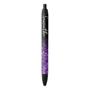 Bolígrafo De Tinta Negra Lujo Personalizado Royal Purple Glitter Ombre