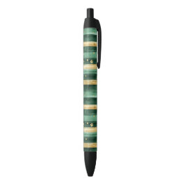 Bolígrafo De Tinta Negra Lunares del Día de San Patricio de trébol de oro v