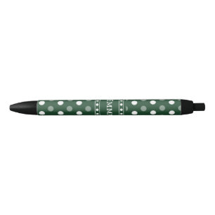 Bolígrafo De Tinta Negra Lunares Verde Esmeralda