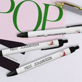 Bolígrafo De Tinta Negra Maestra moderna y sencilla de Apple roja