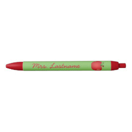 Bolígrafo De Tinta Negra Manzana de dibujos animados roja con nombre person