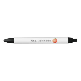 Bolígrafo De Tinta Negra Manzana Roja Moderna Monograma de Maestro