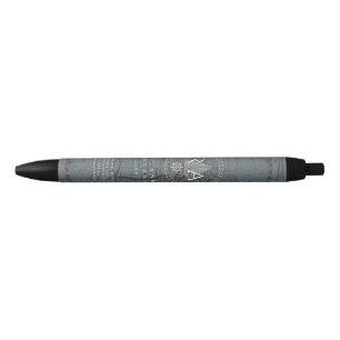 Bolígrafo De Tinta Negra Mapa Monograma de Cuerda Náutica Gris