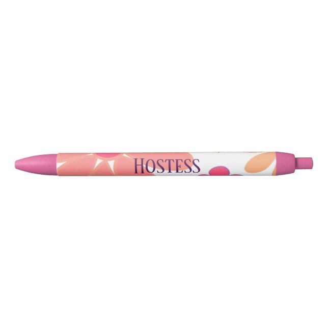 Bolígrafo De Tinta Negra Maravillosa Hostess Pink Floral (Anverso)
