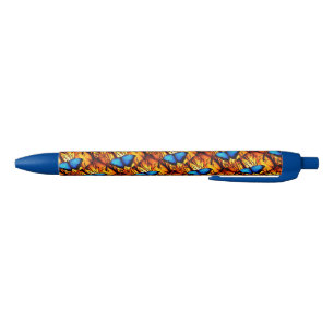 Bolígrafo De Tinta Negra Mariposas Morpho Pen/Blue