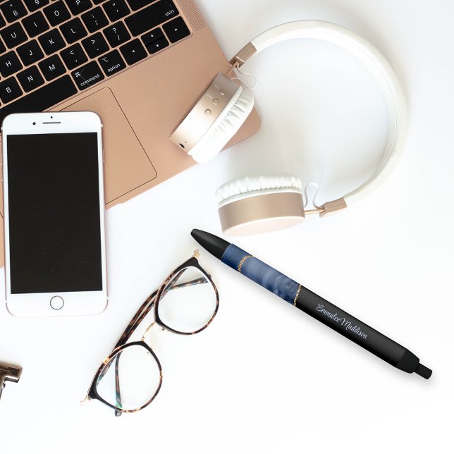 Bolígrafo De Tinta Negra Mármol de oro de la armada azul (Subido por el creador)