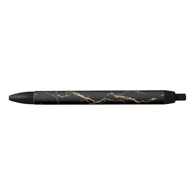 Bolígrafo De Tinta Negra Mármol negro y dorado agudo (Anverso)