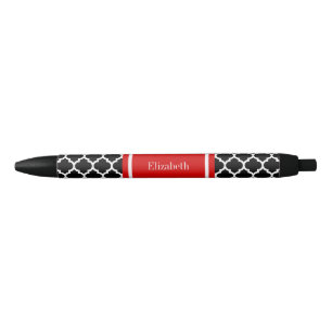 Bolígrafo De Tinta Negra Marroquí blanco negro #5 Monograma nombre rojo