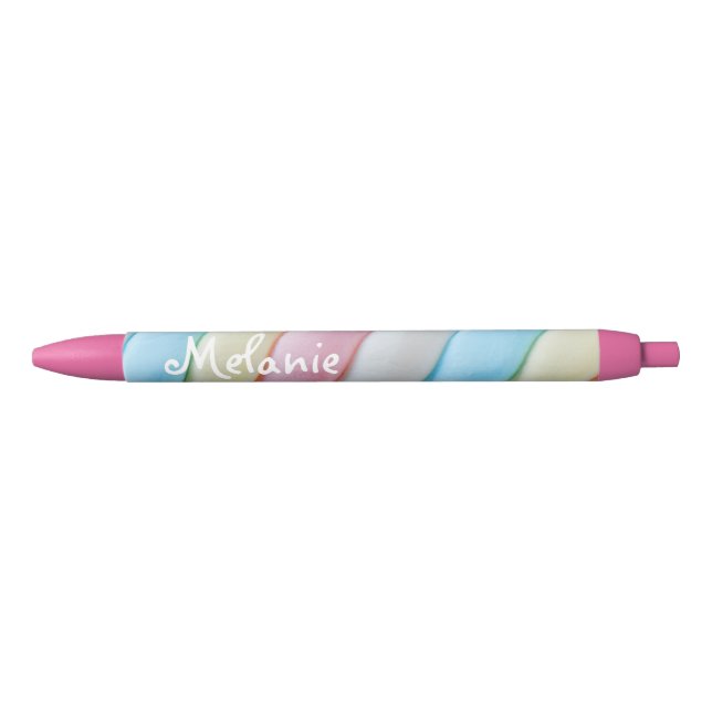 Bolígrafo De Tinta Negra Marshmallow Twist Pastel Candy Personalizado (Anverso)