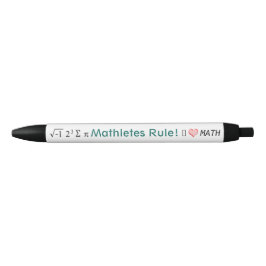 Bolígrafo De Tinta Negra Mathletes Regla I Love Math y i 8 sum pi Fun