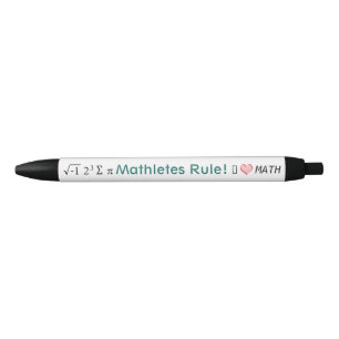 Bolígrafo De Tinta Negra Mathletes Regla I Love Math y i 8 sum pi Fun