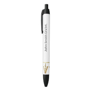 Bolígrafo De Tinta Negra Medicina Veterinaria Oro V Elegante Asclepio Vet