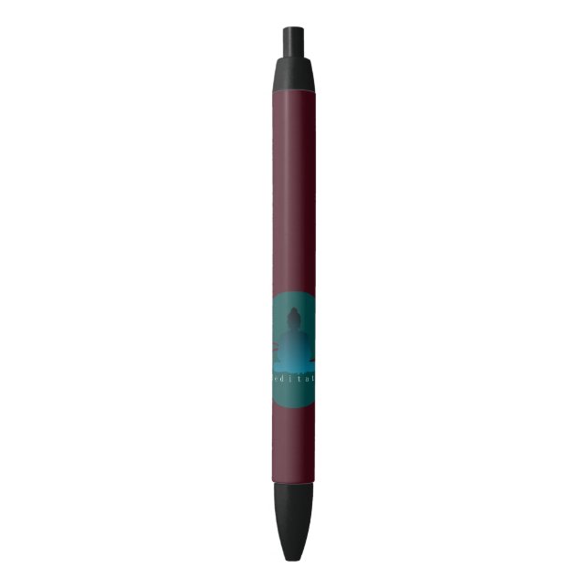 Bolígrafo De Tinta Negra "Meditar" Bella Buda. (Frente vertical)