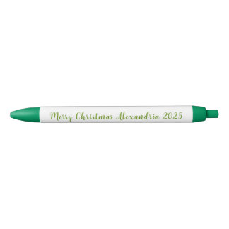 Bolígrafo De Tinta Negra Merry Christmas Name 2025 in Green