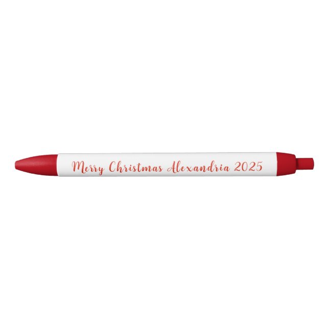 Bolígrafo De Tinta Negra Merry Christmas Red Name 2025 (Anverso)
