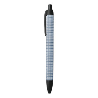 Bolígrafo De Tinta Negra Minimalist Blue Windowpane Plaid Satin Ribbon, Mod
