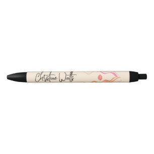 Bolígrafo De Tinta Negra Minimalista Light Peach Hairstylist Wavy Hair Cuat
