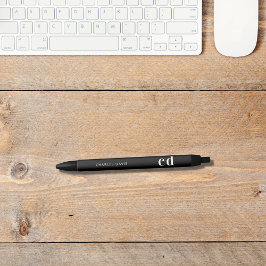 Bolígrafo De Tinta Negra Minimalista nombre de monograma de personalizado b