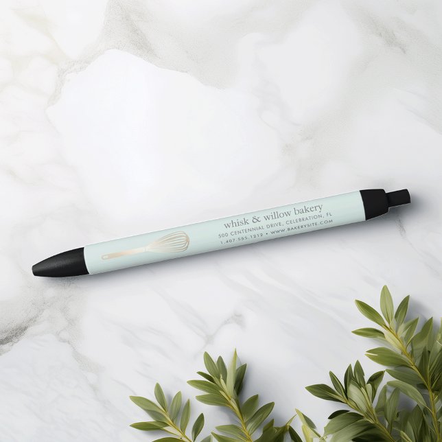 Bolígrafo De Tinta Negra Mint & Gold Whisk | Negocio de panadería o caterin (Subido por el creador)