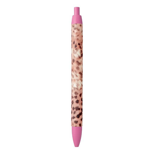 Bolígrafo De Tinta Negra Moda Bonito Girly Rosa Gold Leopard (Frente vertical)