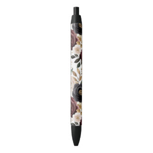 Bolígrafo De Tinta Negra Moda Burgundy Cream Floral