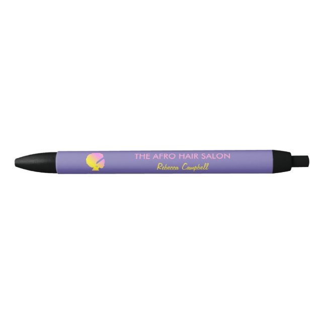 Bolígrafo De Tinta Negra Moda elegante afro azul (Anverso)