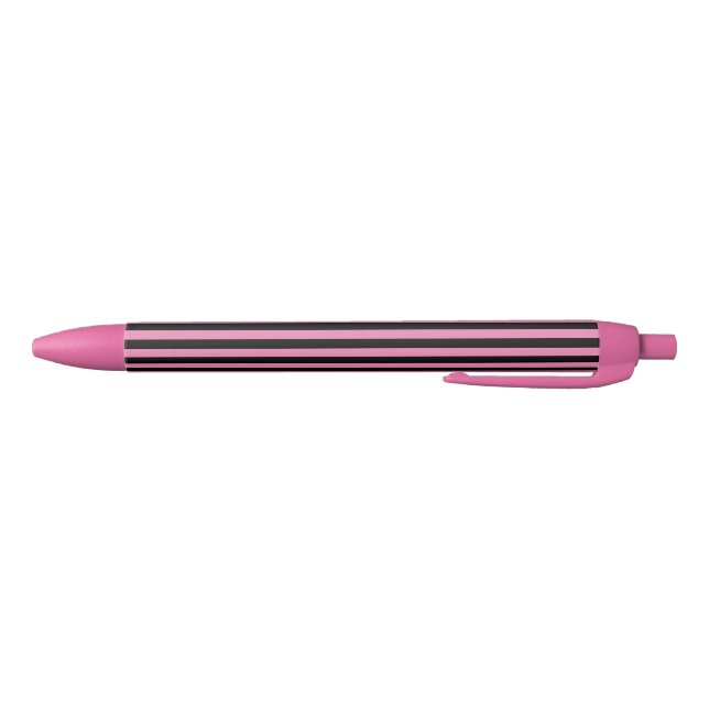 Bolígrafo De Tinta Negra Moda moderna con rayas rosadas y negras (Parte de abajo)
