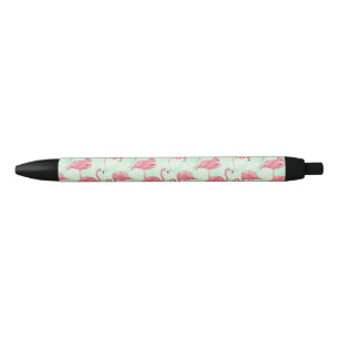 Bolígrafo De Tinta Negra Moda Preppy Patrón Elegante Flamingo Rosa