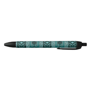 Bolígrafo De Tinta Negra Modelo azteca de la turquesa y de la impresión de