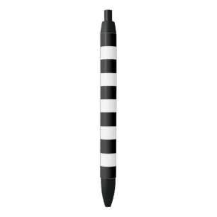 Bolígrafo De Tinta Negra Modelo blanco negro moderno de las rayas