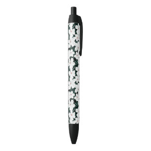 Bolígrafo De Tinta Negra Modelo de flores tropical blanco