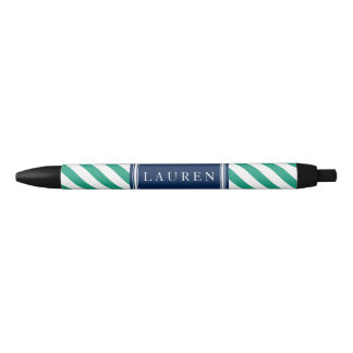 Bolígrafo De Tinta Negra Modelo de las rayas esmeralda y azules