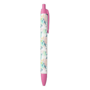 Bolígrafo De Tinta Negra Modelo floral de la acuarela