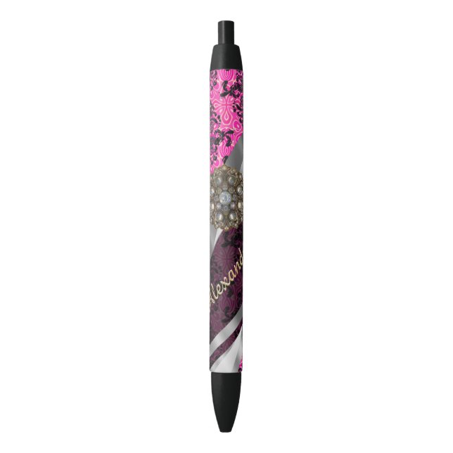 Bolígrafo De Tinta Negra Modelo fucsia femenino bonito personalizado del (Frente vertical)
