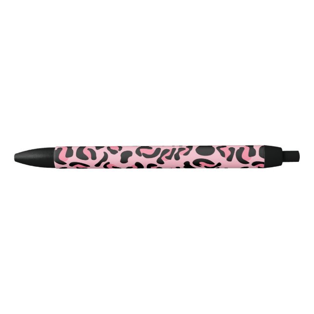 Bolígrafo De Tinta Negra Modern Pink Leopard Pattern Animal (Anverso)