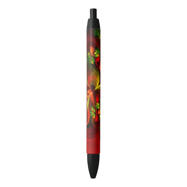 Bolígrafo De Tinta Negra Modern Red Green Floral Abstract Art Pattern #05 (Frente vertical)