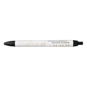 Bolígrafo De Tinta Negra Modern Relieve metalizado dorado Script Efecto Bod