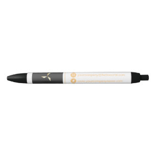 Bolígrafo De Tinta Negra Moderno y sencillo lujo blanco y oro tu logotipo