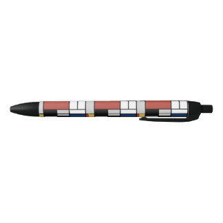 Bolígrafo De Tinta Negra Mondrian Pintura de Plano Rojo Amarillo Azul Gris