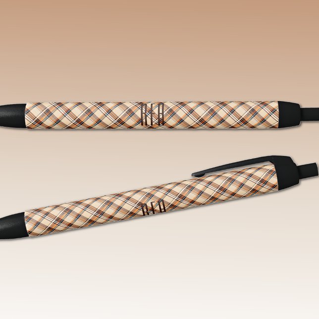 Bolígrafo De Tinta Negra Monogram | Summer-Fall Diagonal Plaid Ink (Subido por el creador)