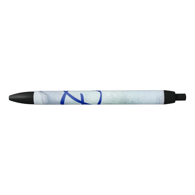 Bolígrafo De Tinta Negra Monograma azul acuarela (Anverso)