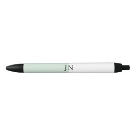 Bolígrafo De Tinta Negra Monograma Bloque de Color Verde Pastel Blanco Pret