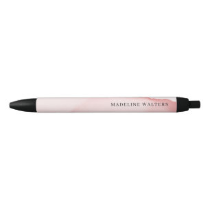 Bolígrafo De Tinta Negra Monograma Bonito Acuarela Rosa Única